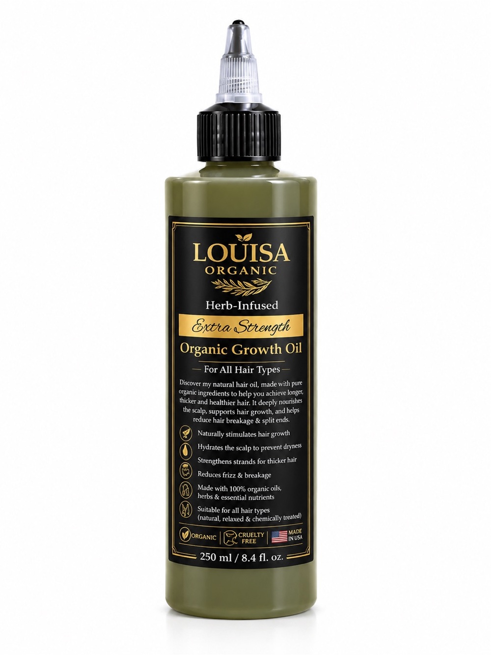 LOUISA Organic Growth Oil - Herb-Infused Extra Strength 8 oz